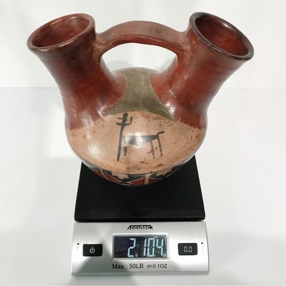 VTG Chile Ivan Pottery Vessel Primitive Hand Painted Wedding Vase Double Spout 8 - Picture 15 of 15